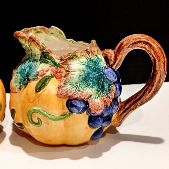 Fitz and Floyd Autumn Harvest Sugar Bowl and Creamer Set - 1993 - Picture 5 of 8